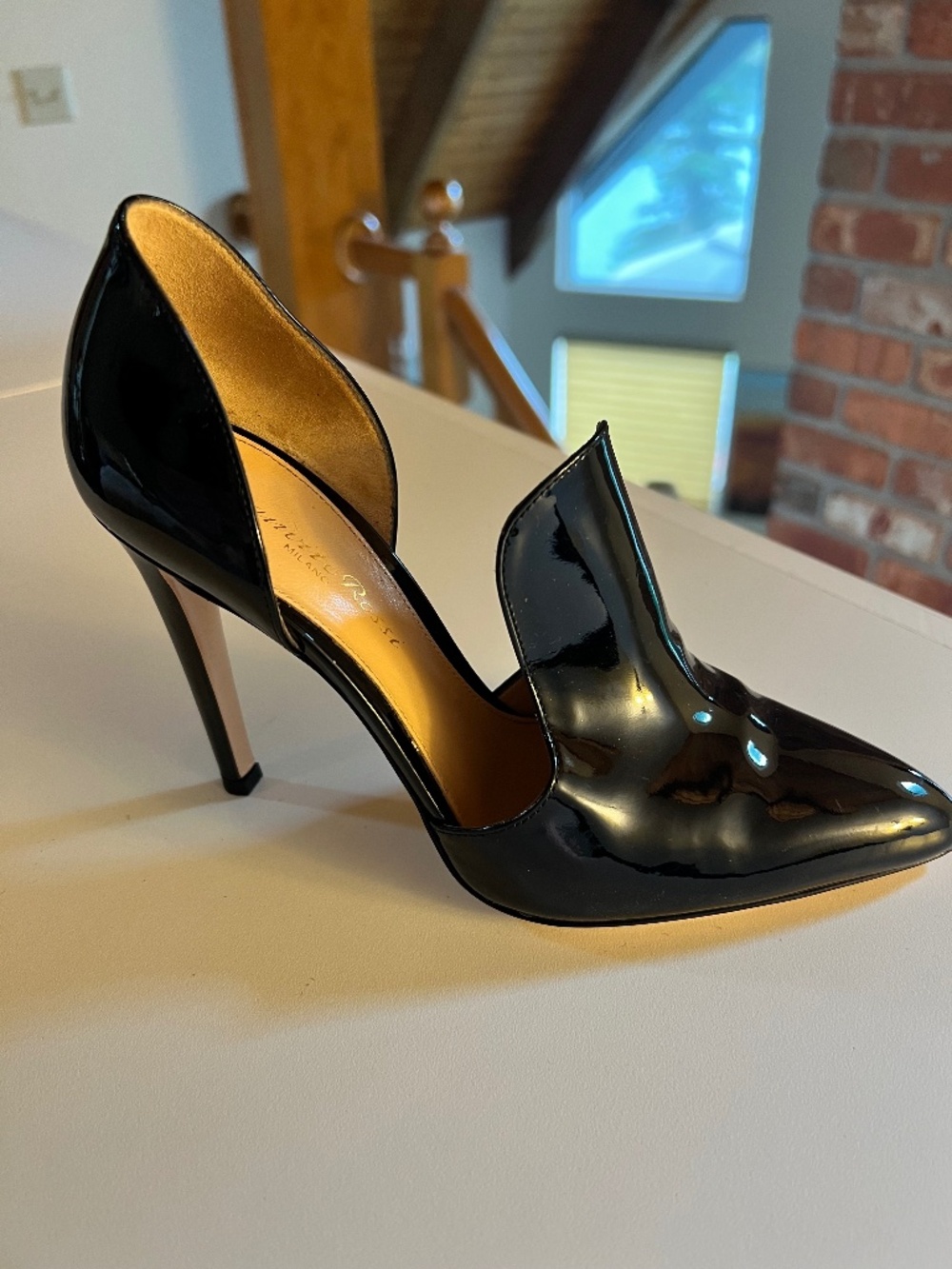 Gianvito Rossi Moret Black Patent D’Orsay Pumps 36.5